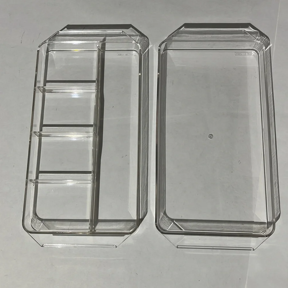 Set of two cosmetic organizers makeup jewelry clear plastic